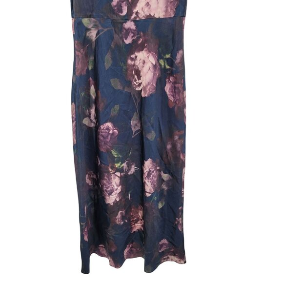 Vince Night Garden Print Satin Square Neck Slip Maxi Dress Sz 4 Wedding Guest - Picture 4 of 15